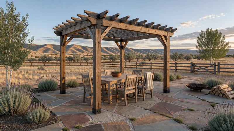 Wood pergola over a patio near Boise, ID