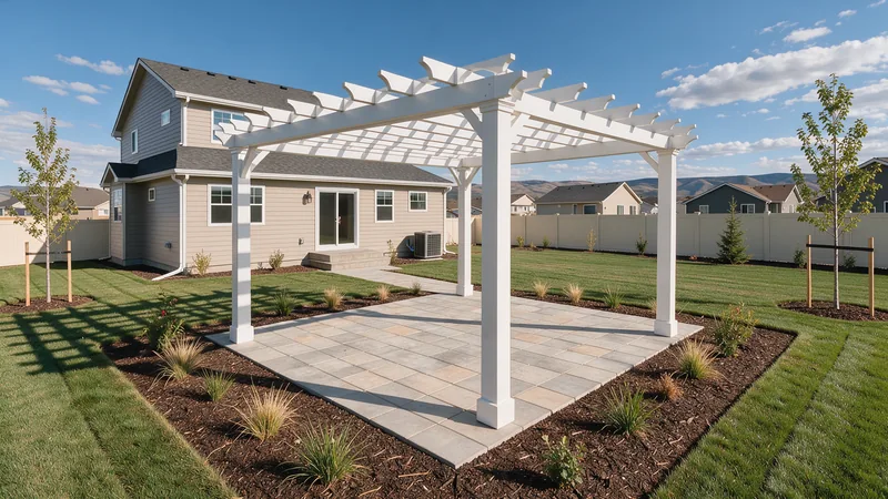 Freestanding pergola over a backyard patio in Star, ID